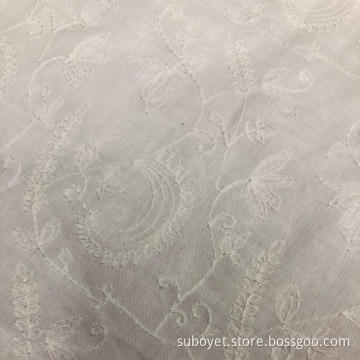 White Line Embroidery Fabric